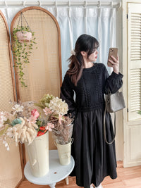 Knit Dress 設計感織紋拼布隨性連身裙/ DS9803