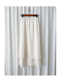 Layer Skirt 象牙白彈性層次簡約半裙/SK8863