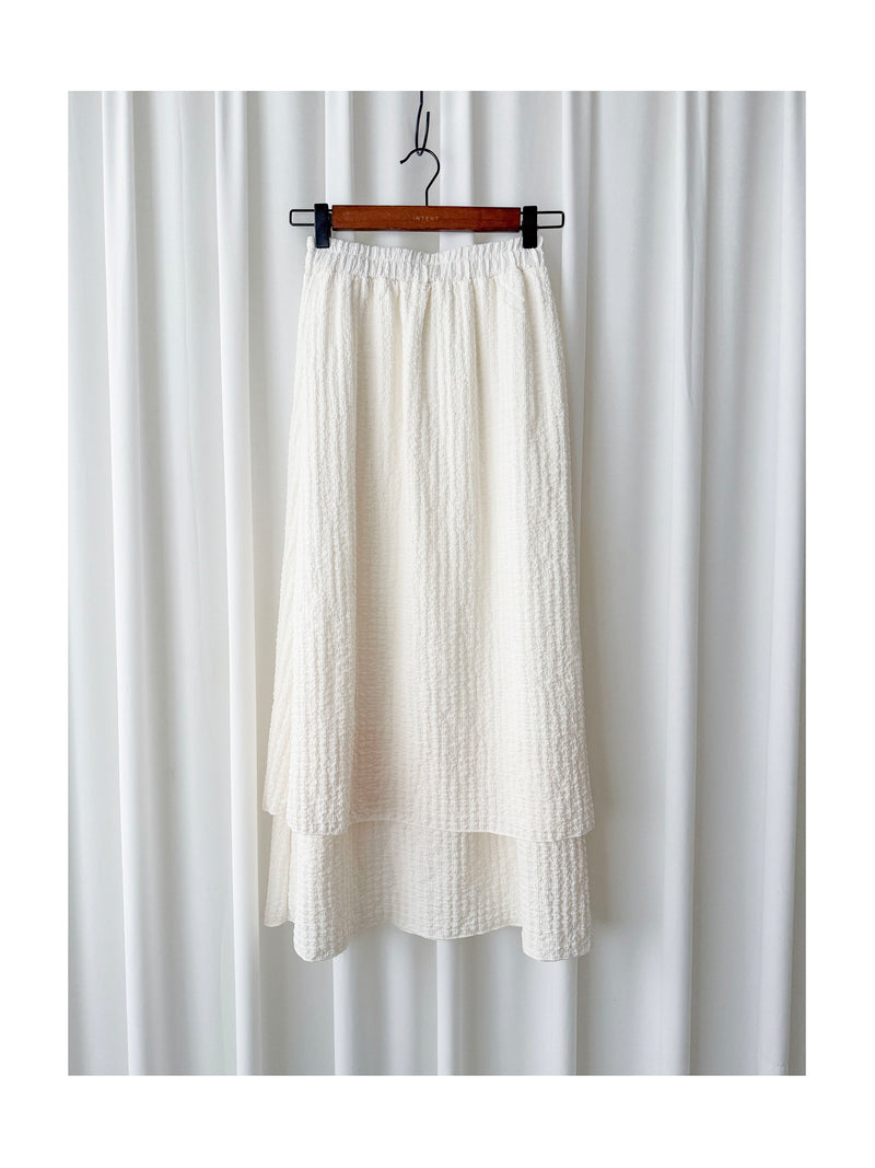 Layer Skirt 象牙白彈性層次簡約半裙/SK8863