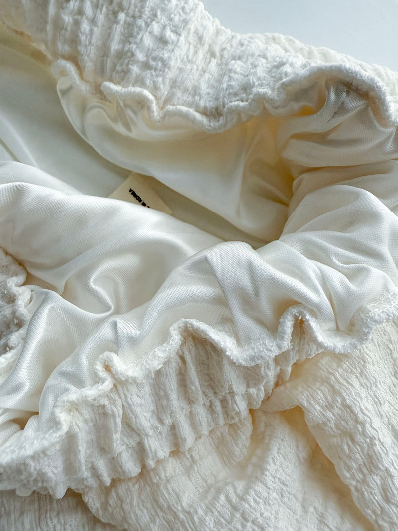 Layer Skirt 象牙白彈性層次簡約半裙/SK8863