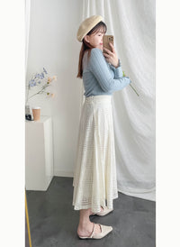 Geometry 浪漫幾何通花層次傘形長裙, Skirt/ SK8776 （navy sold out)