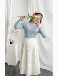 Geometry 浪漫幾何通花層次傘形長裙, Skirt/ SK8776 （navy sold out)