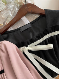 Wonderland 絨面皺褶方領輕優雅上衣, Blouse/ BU8987 (pink sold out)