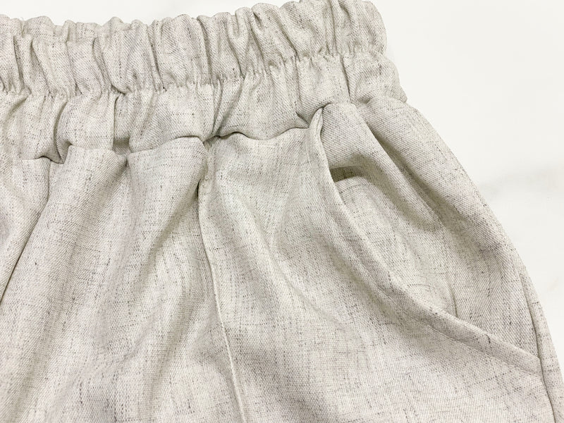 淺杏色全橡筋前立體修飾線直腳褲, Pants/ PT8420