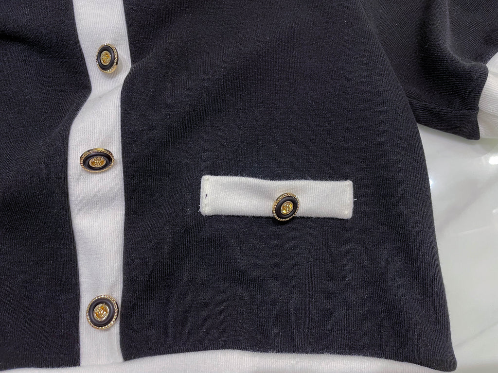 (法式套裝 一套可分開穿著) French 防皺彈性棉黑白法式套裝, Set/ SE8062