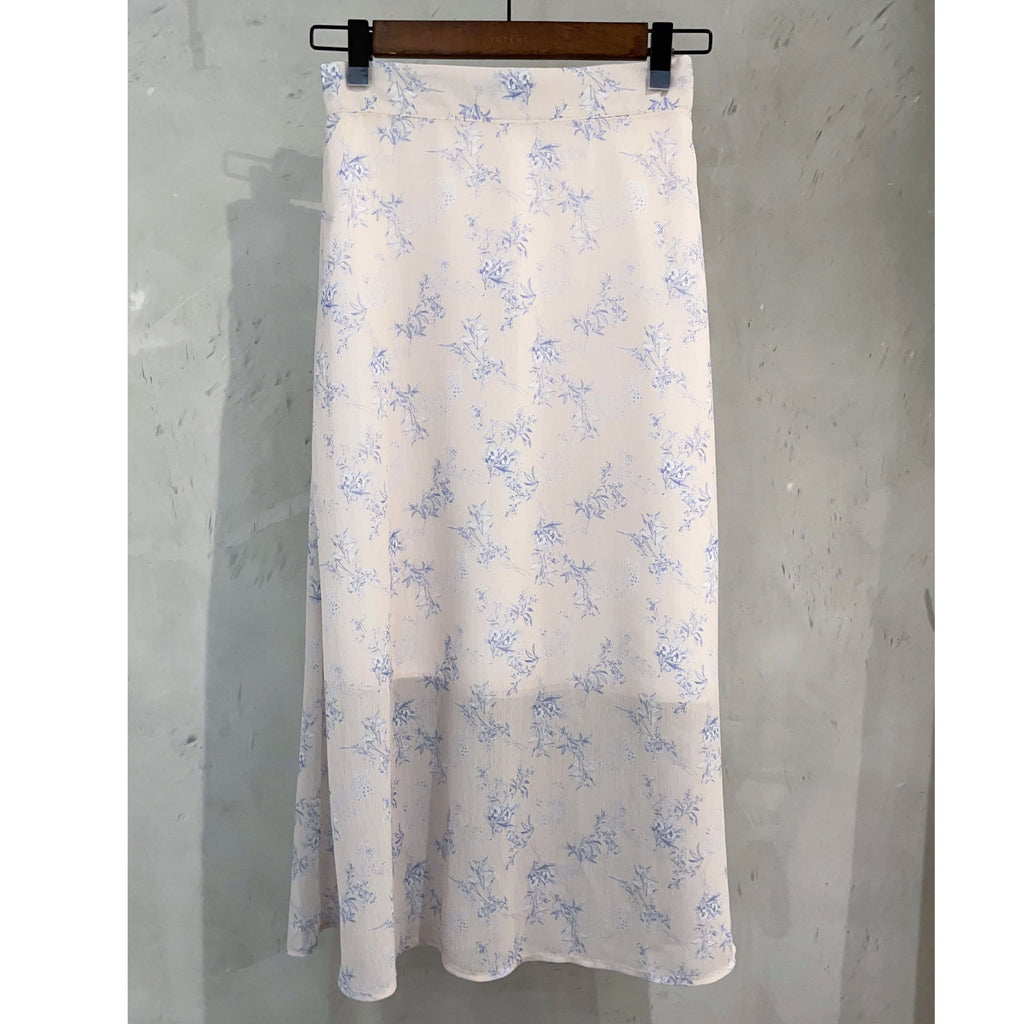 （飄飄雪紡裙) Sakura 浪漫淡粉雪紡線條印花裙, Skirt/ SK8817