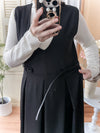 Vest dress 剛剛好V領配腰帶修腰背心裙/ DS9808 (beige sold out)
