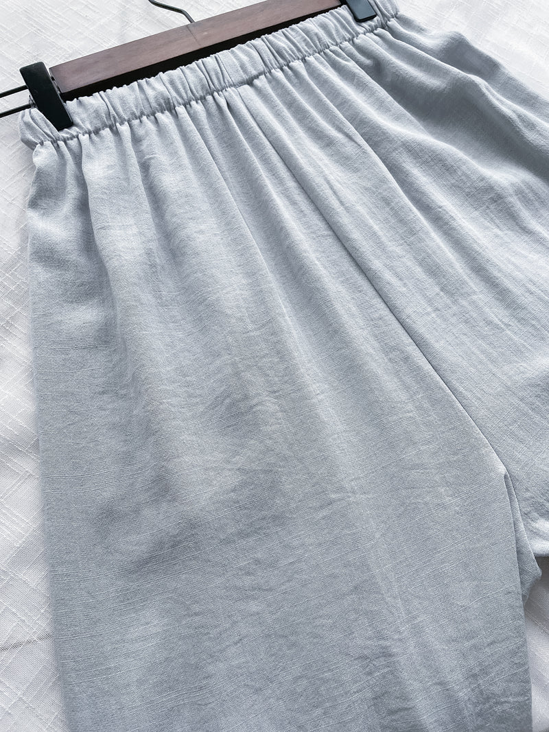 Pleated Front Pants 金屬帶質感麻棉闊褲/ PT8458