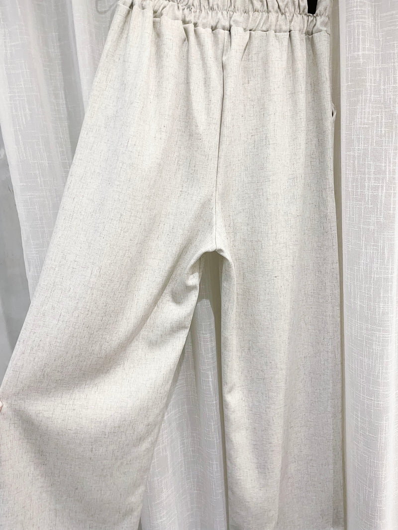淺杏色全橡筋前立體修飾線直腳褲, Pants/ PT8420