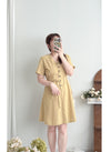 Linen 麻棉顯瘦弧腰線連身裙 Dress/ DS9909 (Beige/Mustard soldout)