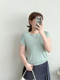 Boat Collar 冰絲無肩線彈性船領上衣 Top/ TP9150 (White / Mint sold out)