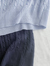 Ribbon Knit Top 針織蝴蝶彈性拼色上衣/ TP9154 (Skyblue sold out)