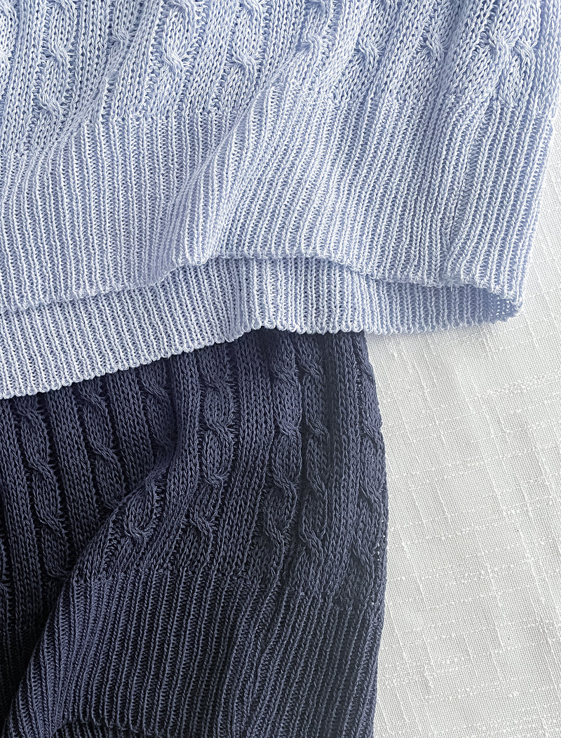 Ribbon Knit Top 針織蝴蝶彈性拼色上衣/ TP9154 (Skyblue sold out)
