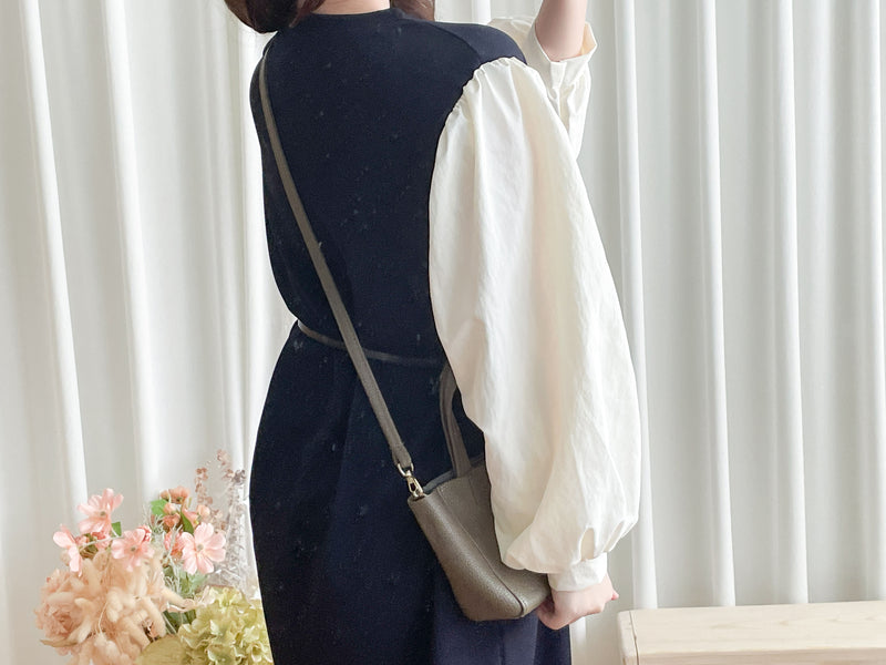 【現貨限量回歸 】Spliced Dress 拼接側開叉無領仿背心裙外穿連身裙/ DS9696