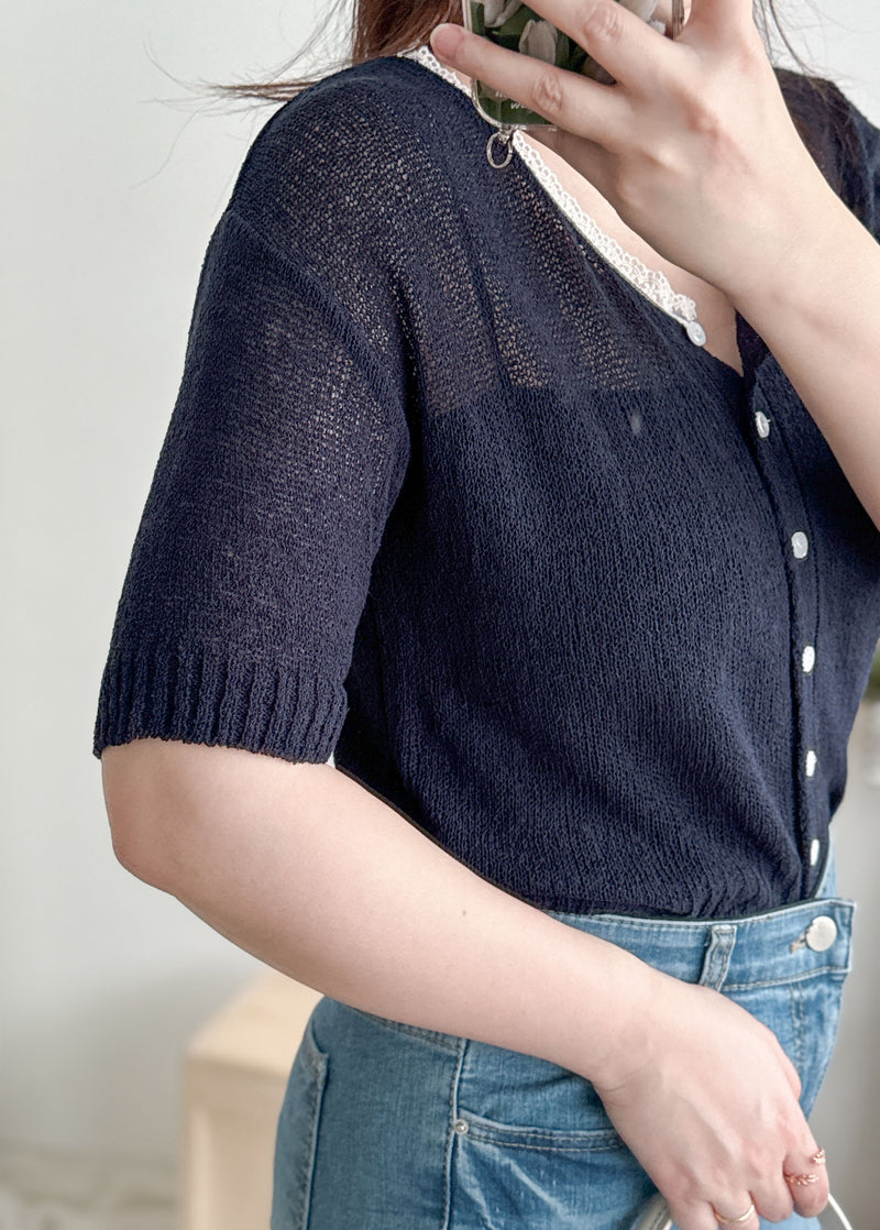 〔夏日百搭〕Lace Collar 空氣感蕾絲領口上衣或外套 Top/ TP9155 (Skyblue/Navy soldout)