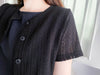 Hollow 幾何織紋排鈕扣百搭微短, Top or Outer/ TP8878 （black sold out)