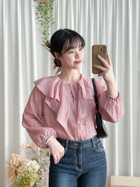 Ruffle Blouse 設計感Ruffle領口輕盈上衣/ BU9074