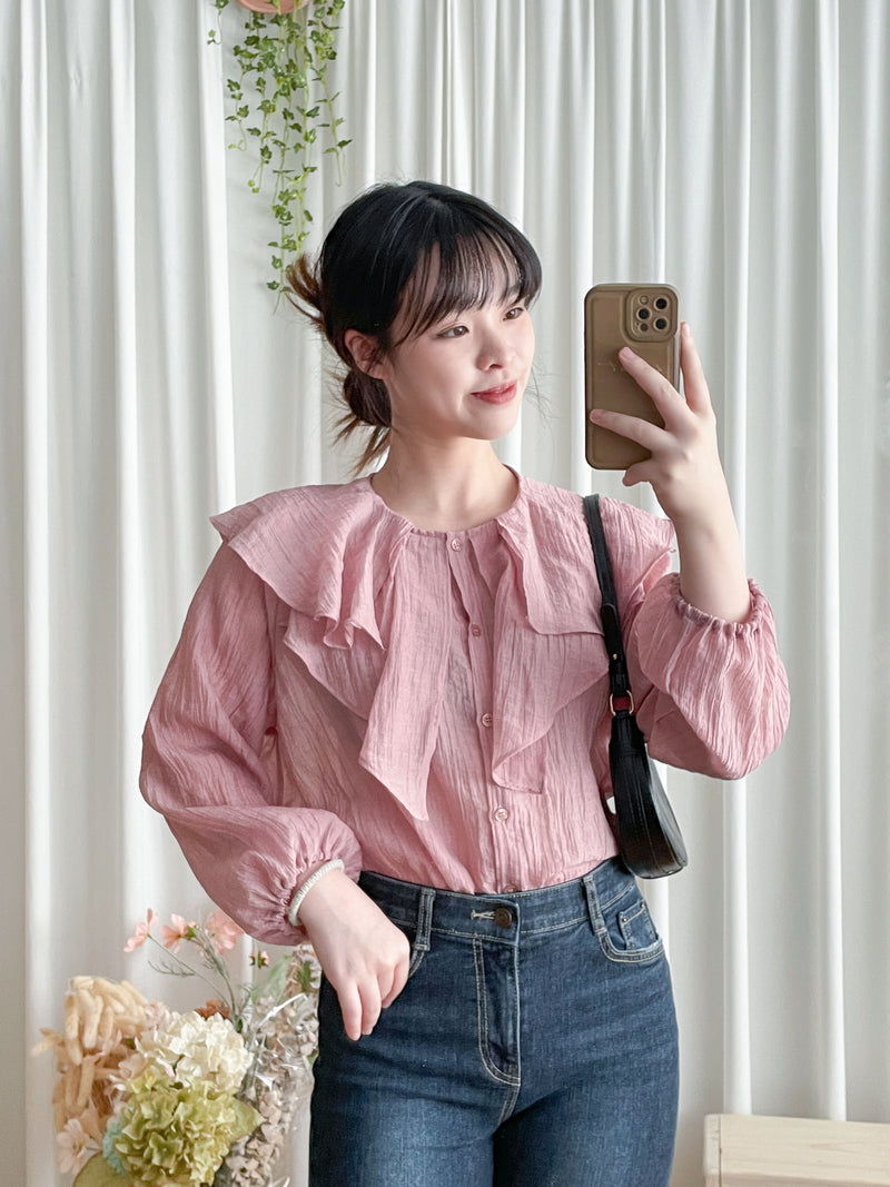 Ruffle Blouse 設計感Ruffle領口輕盈上衣/ BU9074