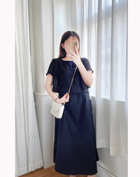 Hollow 幾何織紋排鈕扣百搭微短, Top or Outer/ TP8878 （black sold out)
