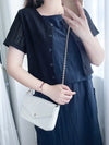 Hollow 幾何織紋排鈕扣百搭微短, Top or Outer/ TP8878 （black sold out)