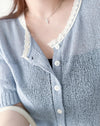 〔夏日百搭〕Lace Collar 空氣感蕾絲領口上衣或外套 Top/ TP9155 (Skyblue/Navy soldout)