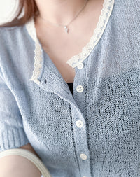 〔夏日百搭〕Lace Collar 空氣感蕾絲領口上衣或外套 Top/ TP9155 (Skyblue/Navy soldout)