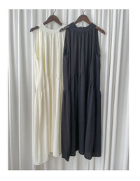 Halter Dress 疊領入膊裙身弧線口袋連身裙/ DS9941