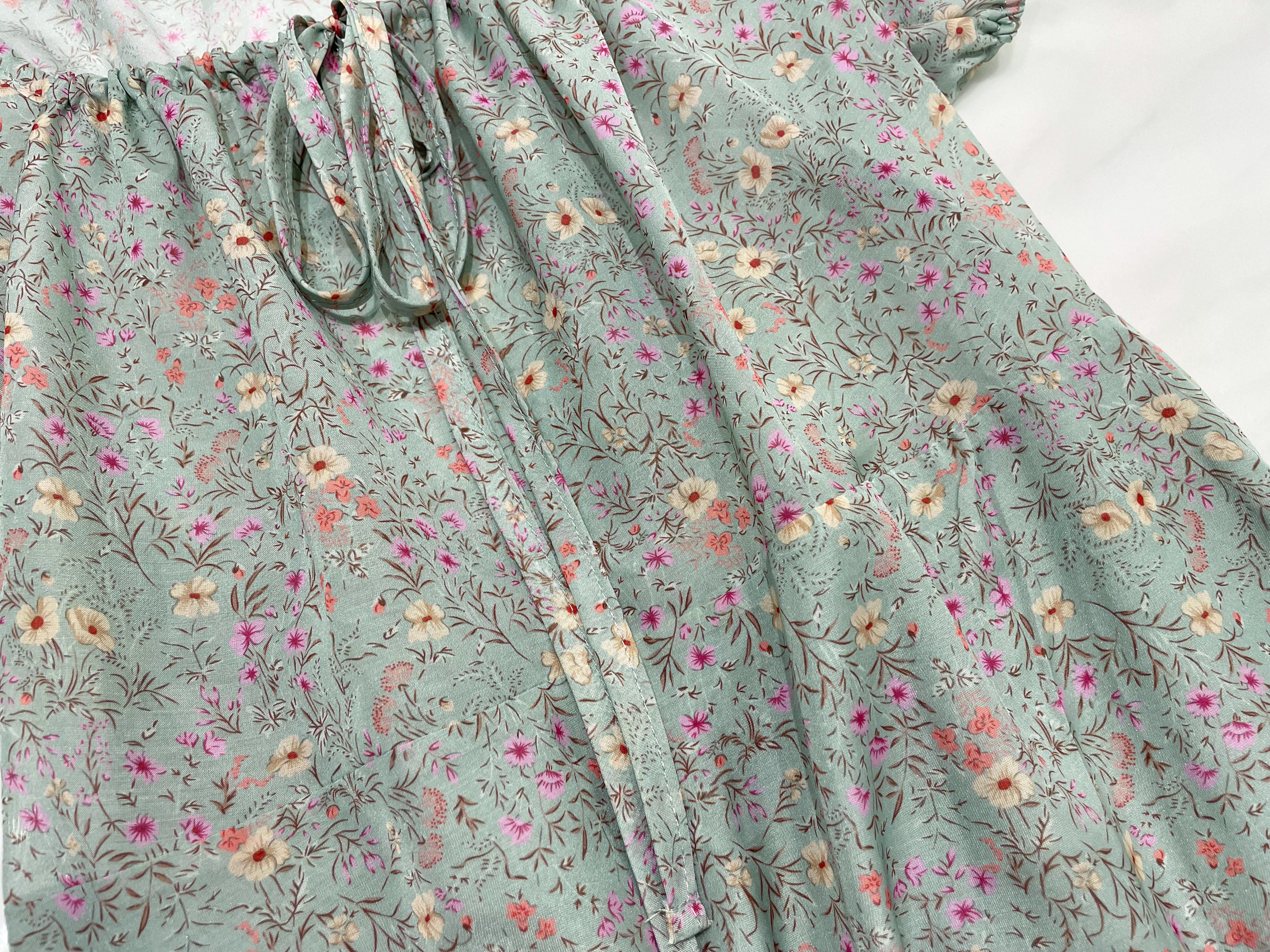 Secret Garden 神秘花園印花束領口後橡筋連身裙, Dress/ DS9539 （sold out ivory )