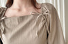Ribbon Blouse 橡筋方領蝴蝶裝飾假修腰裙擺上衣/ BU9075 (Milktea sold out )