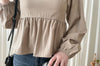 Ribbon Blouse 橡筋方領蝴蝶裝飾假修腰裙擺上衣/ BU9075 (Milktea sold out )