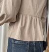 Ribbon Blouse 橡筋方領蝴蝶裝飾假修腰裙擺上衣/ BU9075 (Milktea sold out )