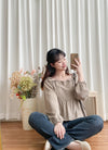 Ribbon Blouse 橡筋方領蝴蝶裝飾假修腰裙擺上衣/ BU9075 (Milktea sold out )