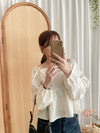 Ribbon Blouse 橡筋方領蝴蝶裝飾假修腰裙擺上衣/ BU9075 (Milktea sold out )