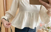 Ribbon Blouse 橡筋方領蝴蝶裝飾假修腰裙擺上衣/ BU9075 (Milktea sold out )