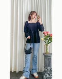 《 顯長腿超高腰款 》高腰微彈顯長腿喇叭牛仔褲, Jeans/ PT8405 (pre-order m)