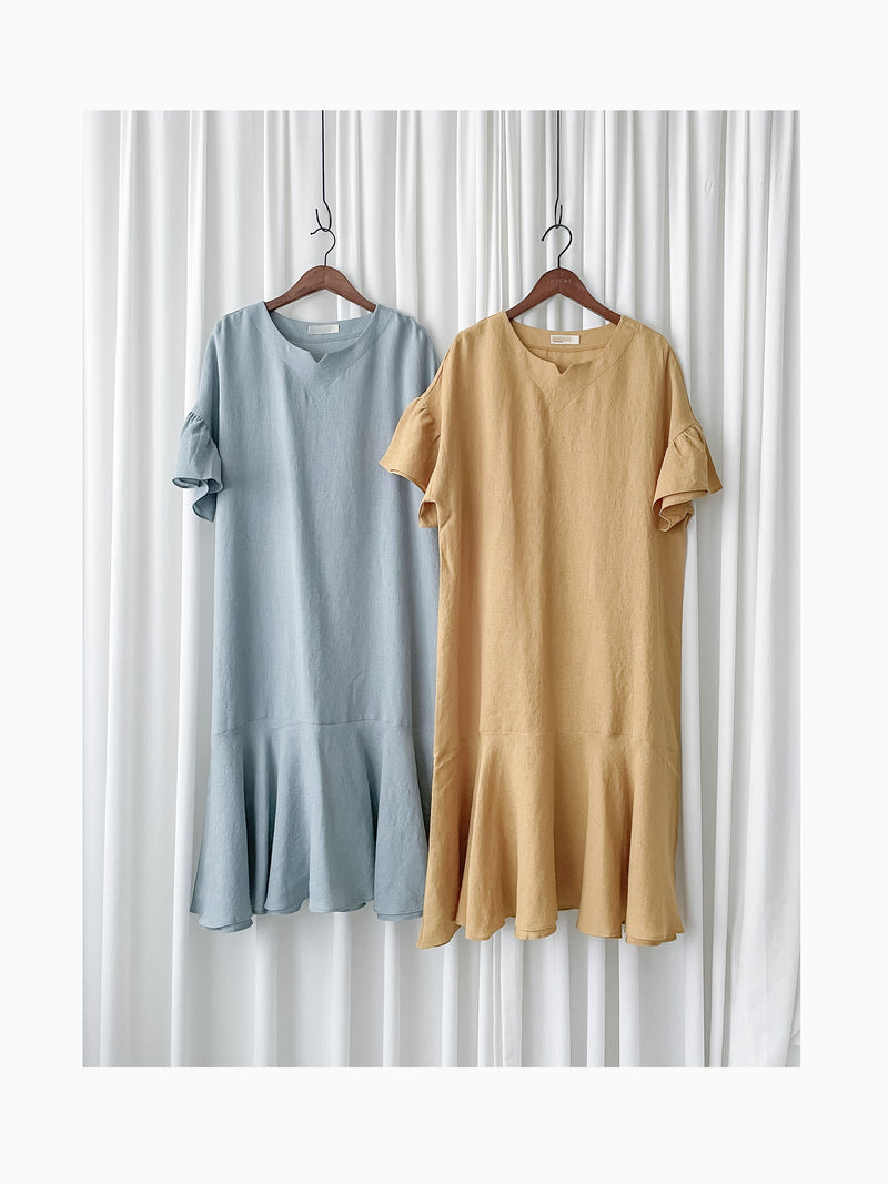 Ruffle Dress 法式荷葉設計幾何領口連身裙/ DS9945 (pre-order)