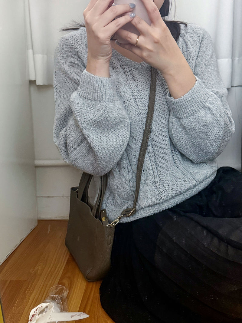V Braid Knit Top 不起毛彈性線料扭麻花針織衫/ KT8176