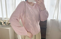 V Braid Knit Top 不起毛彈性線料扭麻花針織衫/ KT8176
