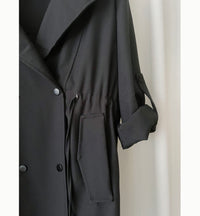 (方便啪鈕)  Trench 中長知性可褶中袖修腰風衣, Jacket/ JK8119