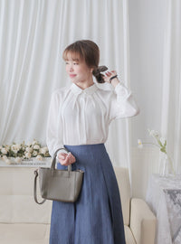 Round Edge Chiffon Blouse 圓角細領口雪紡上衣/ BU9088