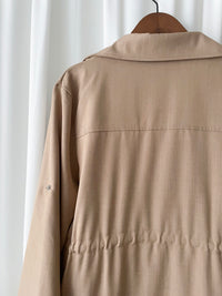 (方便啪鈕)  Trench 中長知性可褶中袖修腰風衣, Jacket/ JK8119