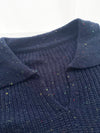 （售完即止！）Colour Dot knit 翻領V形領口彩點針織/ TP9195 (navy/ lavender售完）