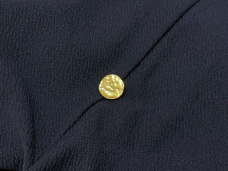 【Intent x Korea label】（100%防皺彈性) Navy V領金鈕扣傘袖開叉裙擺連身裙, Dress/ DS9545