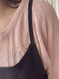 V Braid Knit Top 不起毛彈性線料扭麻花針織衫/ KT8176