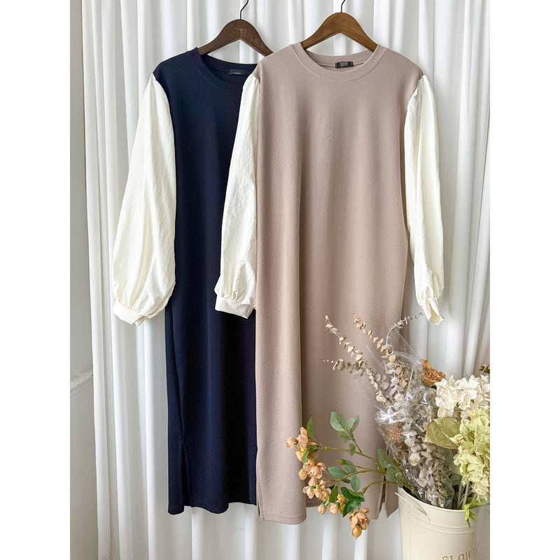 【現貨限量回歸 】Spliced Dress 拼接側開叉無領仿背心裙外穿連身裙/ DS9696