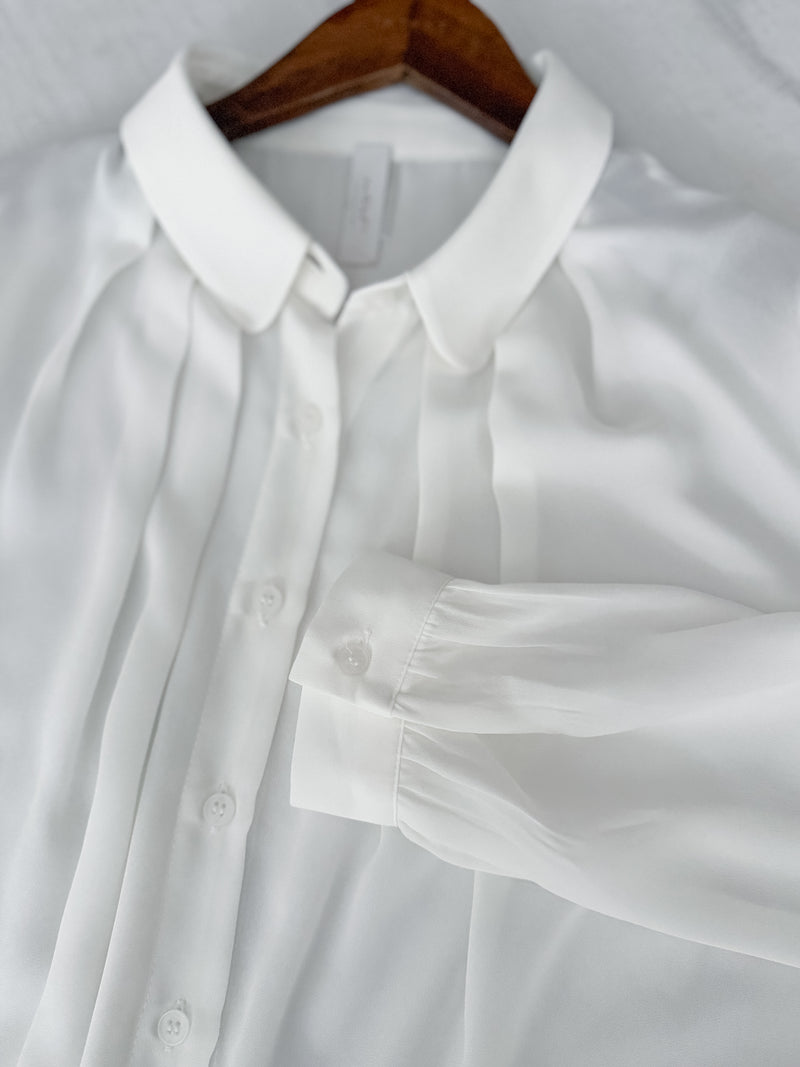 Round Edge Chiffon Blouse 圓角細領口雪紡上衣/ BU9088
