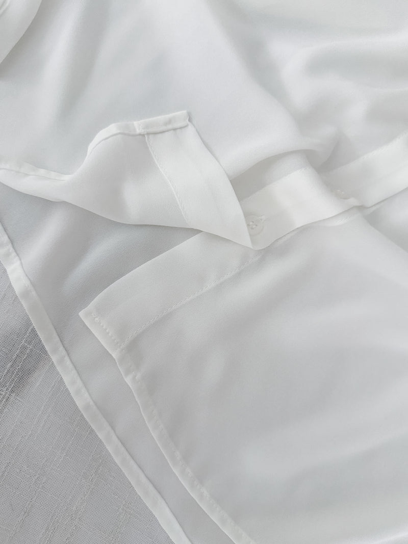 Round Edge Chiffon Blouse 圓角細領口雪紡上衣/ BU9088