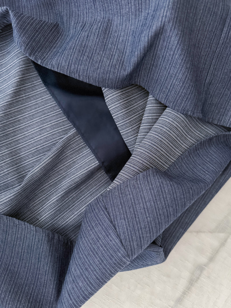 Cotton Denim Stripe Skirt 防皺棉質牛仔色暗條紋傘裙/SK8867