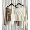 Ribbon Blouse 橡筋方領蝴蝶裝飾假修腰裙擺上衣/ BU9075 (Milktea sold out )