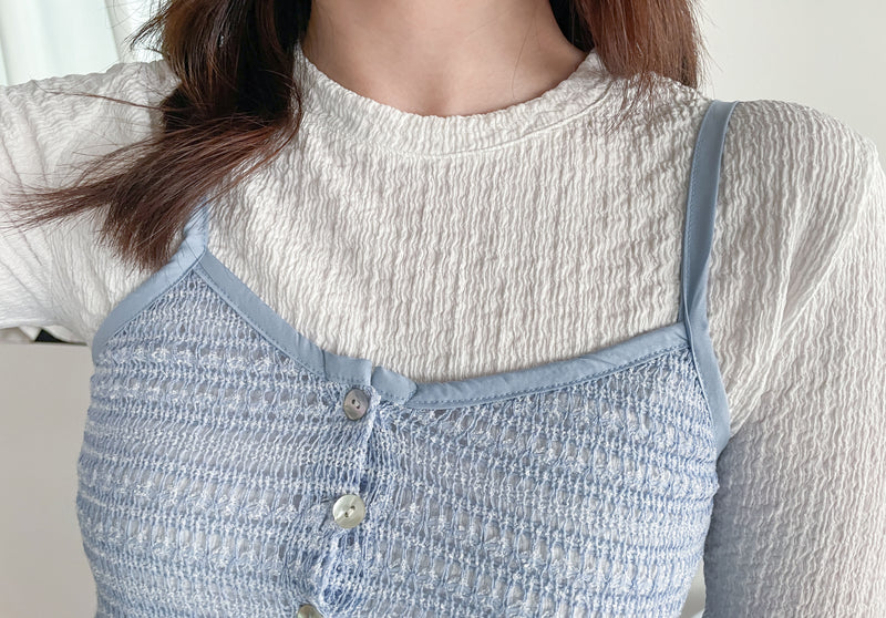(一SET兩件) Knit Vest SET 彈性針織層次穿搭套裝/ TP9074